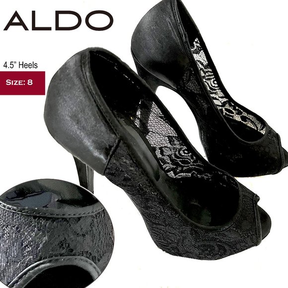 Aldo high heel open toe stilettos 4.5" Lace details - Picture 1 of 6